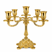 Sfeșnic Auriu 5 Brațe Elegant Metalic Decor Acasă Premium Ideal, 23CM