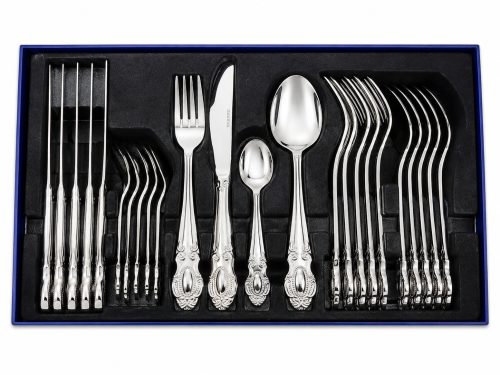 SET 6 PERS 24 PIESE ARGINTIU