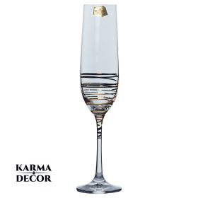 SET 6 PAHARE SAMPANIE 190 ML BOHEMIA CRISTALIN – SPIRAL GOLD