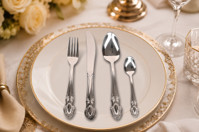 SET 6 PERS 24 PIESE ARGINTIU